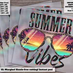 Summer Vibes Sunglasses Design - Ready-to-Press for Heat Transfer and DTF - Summer Vibes Theme