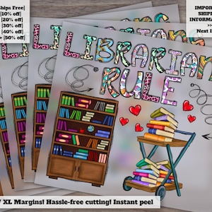 Librarian Life Design for Cricut, School and Library Graphics, Western Style Ready-to-Press, Heat Transfer, DTF, Craft Supplies