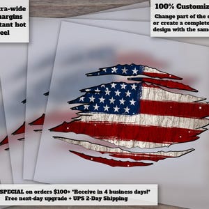 American Flag Ripped Design, Heat Transfer Ready, USA Flag Background, DTF, Press-Ready Design