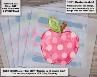 Coastal Apple DTF Transfer Ready to Press - Stripes Fall Teacher Mom Back to School First Day Heat Press Iron On