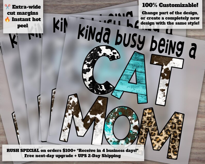 Busy Cat Mom Design for Press, Heat Transfer, DTF - Ideal for Printing - Ready to Download zdjęcie 1
