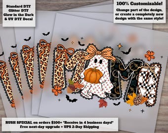 Preppy Halloween Mama Mimi Nana Gigi DTF Transferencia / Fantasma Calabaza Cerezas Otoño Femenino Leopardo Encaje Calabaza Especiada