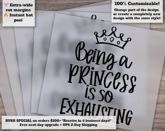 Transferencia DTF con cita de princesa personalizada para habitación de niña, guardería, bebé niña, corona, tiara