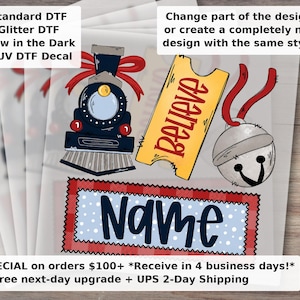 Christmas train with name patch girly | Design | | Women’s, Kids Shirt DTF Transfer Ready to Press