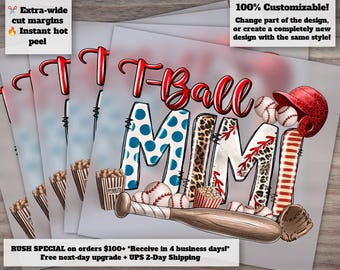 Baseball Mimi Clipart, T-ball Mimi Heat Transfer, DTF Ready to Press, Mimi Baseball Mom Design