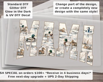 Mama Duck DTF Transfer | Vintage Mallard Mama Typography | Rustic Wildlife Nature Ready to Press