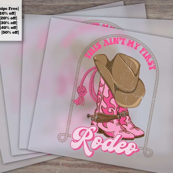 Groovy Cowgirl Heat Transfer Designs, Western Rodeo and Country Shirt Art, Ready to Press, DTF - Not My First Rodeo Theme