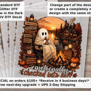 Summerween Ghost DTF Transfer - Mentally I Am Here Funny Halloween and Fall Ready to Press Heat Transfer Bild 1