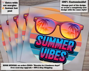 Summer Vibes, Rts, Ready To Press Sublimation Transfer Or Dtf Transfer, Heat Transfer, Summer, Neon, Retro, DTF transfers, DTF heat transfer