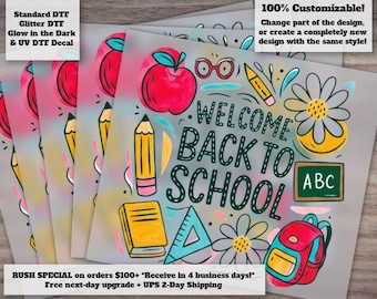 Welcome Back To School DTF Transfer - Watercolor Teacher Shirt Design Ready to Press Transfer for T-Shirts and Sweatshirts