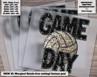 Volleyball Game Day Graphic, Faux Glitter and Sequin Design, Feminine Volleyball Press, Heat Transfer for DTF, Apparel Decoration