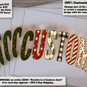 Custom Mascot | Custom Christmas Mascot DTF Transfer | Patchwork Holiday Heat Press Transfer Ready to Press