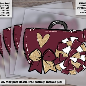Golden Maroon Cheerleader Spirit Wear Design for Heat Transfer and DTF - Ready to Press