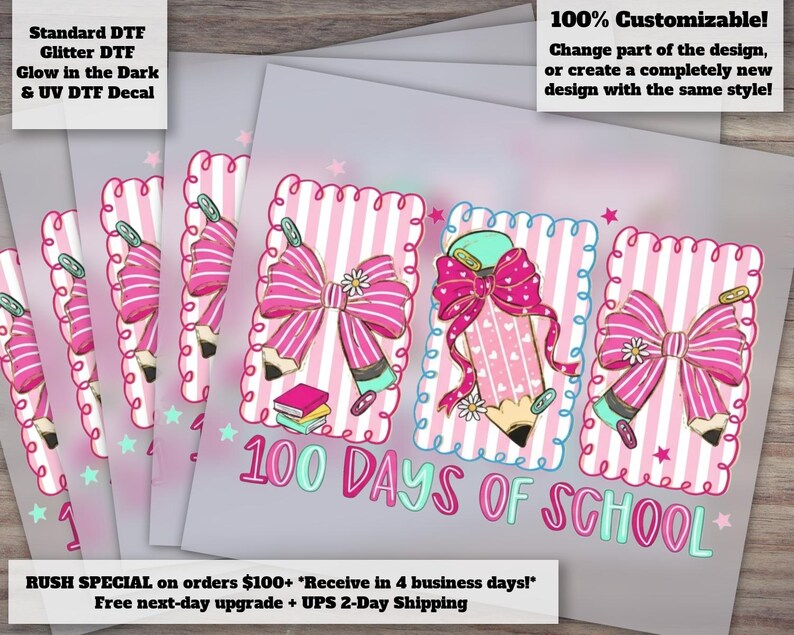 Diseño de lazo para lápiz con estampado de profesora adorable, ideal para niños de 100 días de escuela. imagen 1