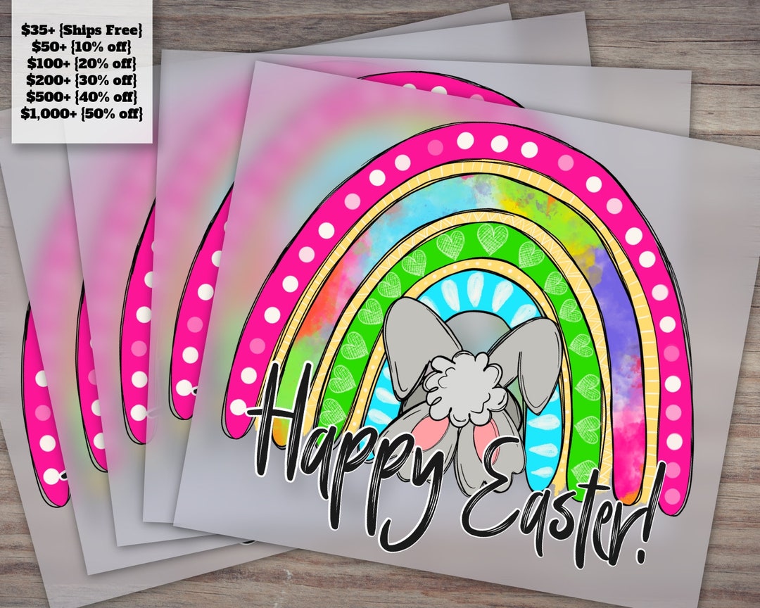 Easter Bunny Heat Transfer Design Readytopress Rainbow Bunny Art for DTF, Easter Celebration
