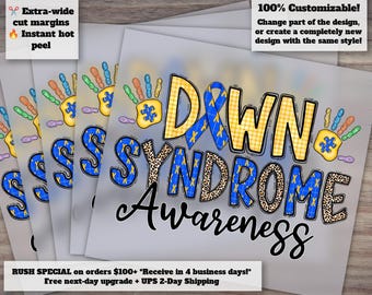 Down Syndrome Awareness Design: World Day Support, Down Syndrome Warrior Heat Transfer, Ready to Press, DTF