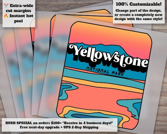 Retro Yellowstone National Park Shirt Design, Vintage Heat Transfer, Ready-to-Press DTF, Clipart Design