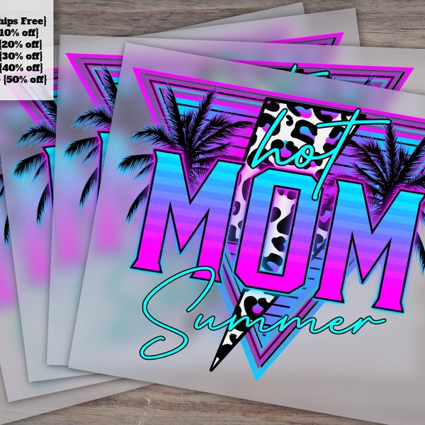 Retro Neon Beach Designs - Vintage Mom Summer Shirt, Hot Leopard Print, Ready to Press, Heat Transfer, DTF, Vintage Summer Style