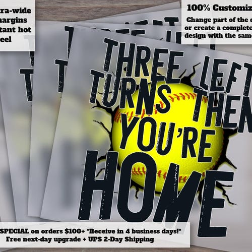 Home Themed Softball Encouragement Design - Ready to Press, Heat Transfer and DTF for Craft and DIY Projects