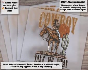 Western Cowboy Retro Designs | Heat Transfer Ready to Press | DTF Shirt Design