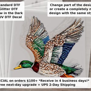 Faux Rhinestone Mallard Duck Ready to Press DTF Transfer | Trendy Animal Career Heat Transfer