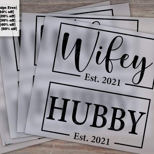 2021 Bride and Groom, Hubby Wifey, Wedding Anniversary, Husband Wife Elements for Cricut, Heat Transfer, DTF-Ready to Press Designs