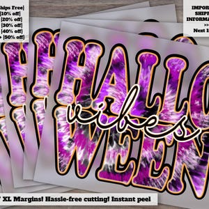 Halloween Tie Dye Heat Transfer Designs, Ready to Press, Halloween Vibes DTF, Optimized for Etsy SEO