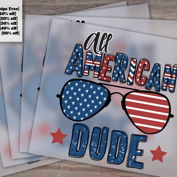 USA Themed Baby Boy 4th of July Design, Heat Transfer and DTF Ready for Press - All American Dude