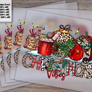 Christmas Vibes Heat Transfer, DTF Ready-to-Press, Merry Christmas Holiday Design, Christmas Lights Press