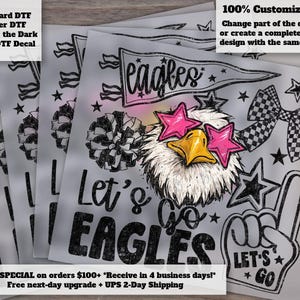 Custom Mascot | Eagles Mascot School Spirit DTF Transfer Ready to Press Iron On Heat Transfer Shirt Decal