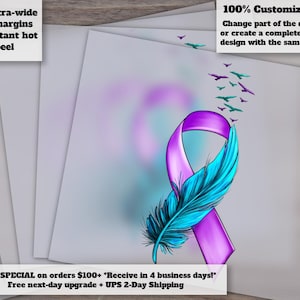 Feather Suicide Prevention and Mental Health Awareness - You Matter, Hope Ribbon with Birds, Ready for Heat Transfer, DTF Press