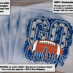 Dallas Cowboy Blue Rose Design, Hand Drawn Western Art, Ready to Press, Heat Transfer, DTF, for Craft and DIY Projects