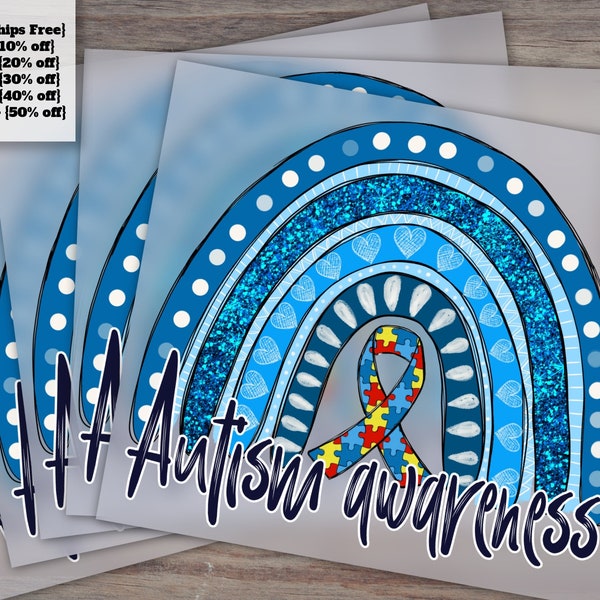 Autism Awareness Rainbow and Hand Drawn Designs - Ready to Press for Heat Transfer, DTF - Optimized for Etsy 130 Characters