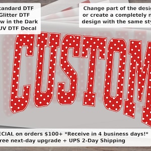 Custom Mascot Name Polka Dot Varsity DTF Transfer - School Spirit Game Day Ready to Press Iron On