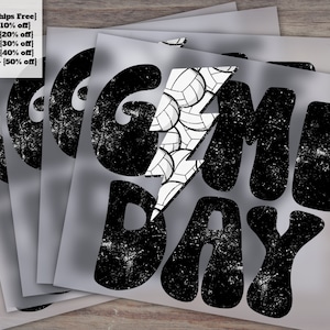 Retro Game Day Volleyball Lightning Bolt Dtf, Digital Transfer Print, Distressed Volleyball Dtf, Heat Press, sublimation Print