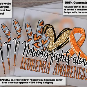 Leukemia Awareness Design, Peace Love Cure, Ready to Press, Heat Transfer, DTF for Etsy Shop Listings