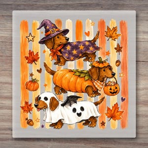 Halloween Dachshund DTF Transfer, Cute Wiener Dog Spooky Season Doxie Shirt Design, Ready to Press Heat Transfer image 6