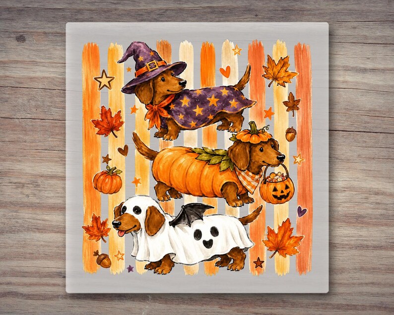 Halloween Dachshund DTF Transfer, Cute Wiener Dog Spooky Season Doxie Shirt Design, Ready to Press Heat Transfer image 6