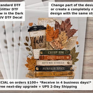 Book Lover Fall DTF Transfer - Ready to Press Autumn Reading Shirt Transfer for Book Nerd Gifts imagem 1