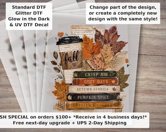 Book Lover Fall DTF Transfer - Ready to Press Autumn Reading Shirt Transfer for Book Nerd Gifts