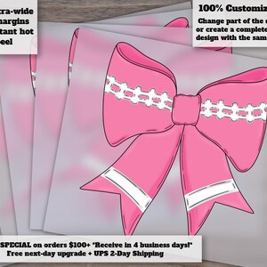 Hand Drawn Pink Bow Football Coquette Design | October Pink Ribbon, Pink Out DTF Ready Heat Transfer image 1
