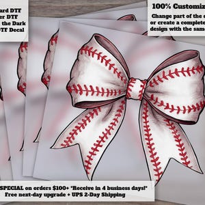 Transferencia térmica de lazo de béisbol femenino para camisetas deportivas, lista para planchar.