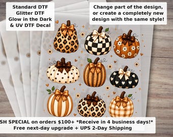 Preppy Pumpkin DTF Transfer | Boho Leopard Coquette Fall Design | Cute Autumn Pumpkin Ready to Press Heat Transfer