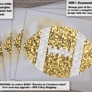 Gold Sequin Football Glitter Design, Hand-Drawn Faux Sequins Patch, Ready to Press Heat Transfer DTF, Football Art Clip