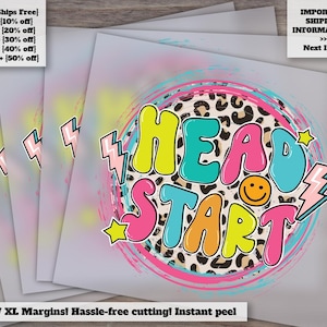 Back to School Heat Transfer Design, Head Start Ready-to-Press DTF, For Etsy Shop Listings