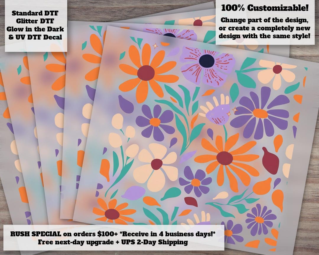 Boho Floral Seamless Summer Print Ready to Press DTF Heat Transfer - Etsy