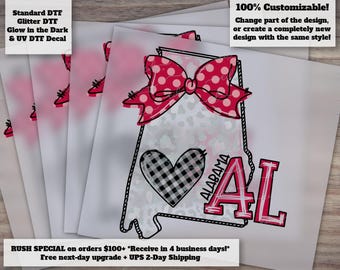 Doodle Alabama Heat Transfer Crimson Gray Faux Applique Design