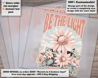 Christian Faith Quote Ready to Press Design - 'Be The Light' Matthew 5:14 - Heat Transfer, DTF, Ideal for Apparel and Home Décor