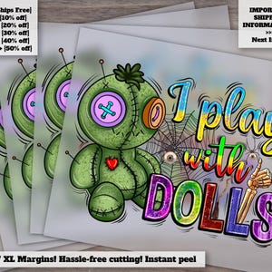 Halloween Doll Play Design, Witchy Voodoo Ghost Graphics, Ready for Heat Transfer, DTF, Manifest Petty Art