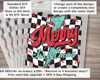 Transferencia para camiseta "Billeered Christmas Coquette DTF" / Transferencia para camiseta "Retro Holly Jolly Girly Christmas Ready to Press"